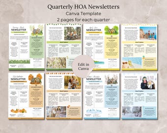 HOA Quarterly Newsletter Editable in Canva 2026