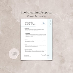 Pool Cleaning Proposal Document Template, Pool Services Proposal Canva Template, Pool Service Document, Pool Business Proposal Template