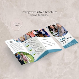 Home Health Care Brochure Canva Template Editable Assisted Living Trifold Brochure Caregiving Service Elderly Care Flyer, Senior  Care Flyer