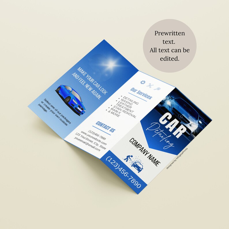 Car Detailing Services Flyer Canva Template, Auto Detailing Brochure