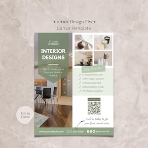 Interior Designer Flyer Canva Template, Interior Design Business Promotion Flyer, Interior design services Template, Interior Designer