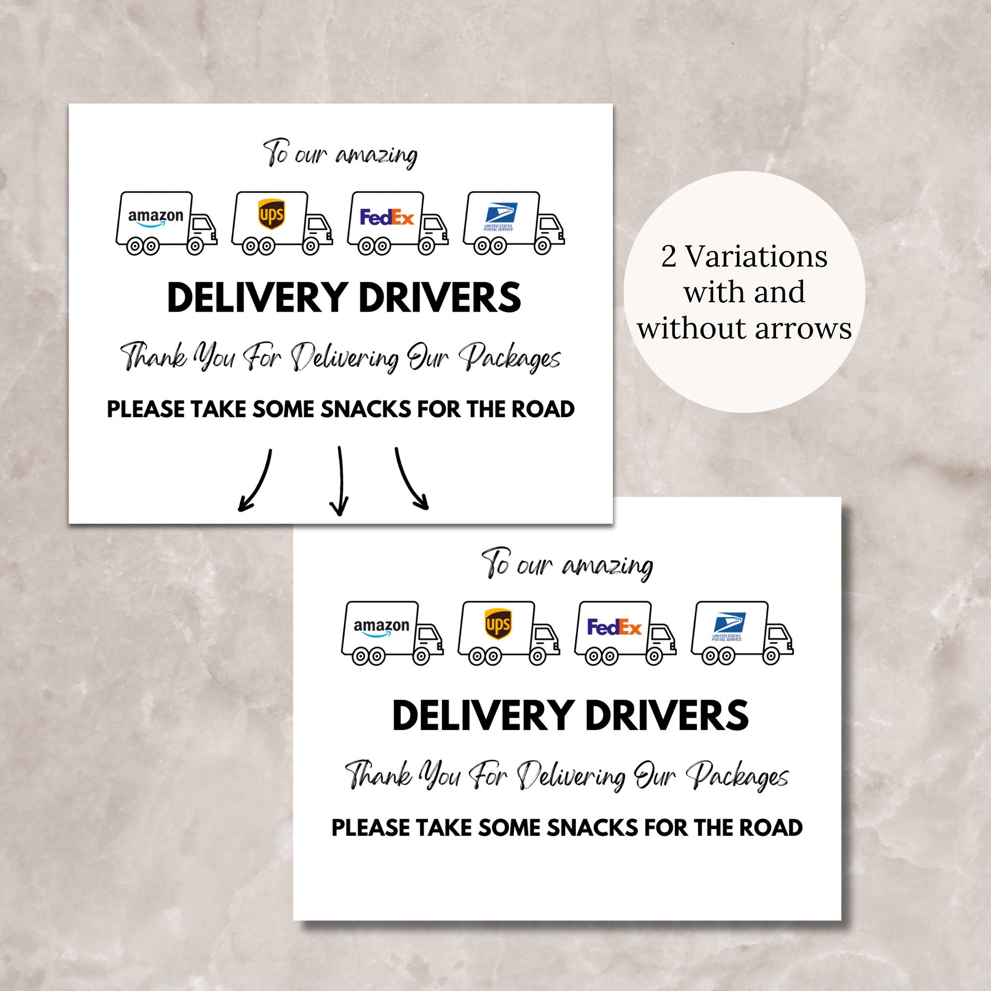 Delivery Driver Snack Sign Printable, Delivery Driver Thank You Sign ...