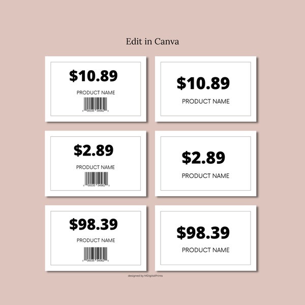 Shelf Pricing Tags Editable Canva Template, Retail Price Tags, Custom Large White Price Label, Printable Product Pricing Labels for Store