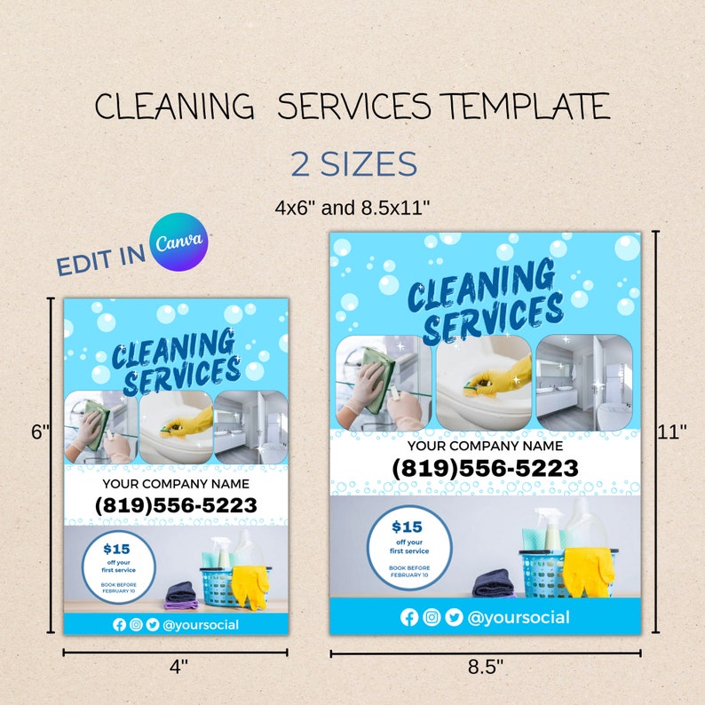Home Cleaning Business Flyer Canva Template Cleaning Service Etsy