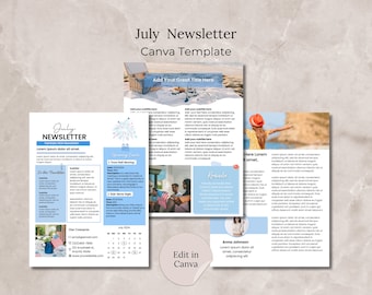 July Newsletter 2026 Canva Template, Editable July HOA Newsletter Page Summer Community Newsletter School Classroom Neighborhood Newsletter