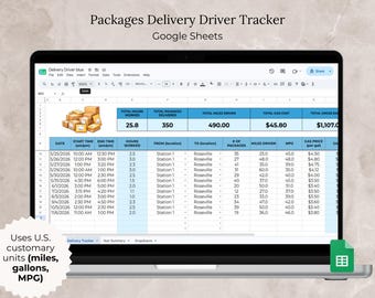 Delivery Driver Tracker Google Sheet, Fits Amazon Flex, Door Dash, Instacart, Walmart Spark, Gig Worker Mileage and Income Logs
