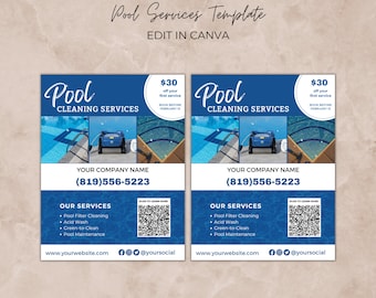 Professional Pool Service Flyer, Editable Canva Template, Marketing Booklet, Swimming Pool Cleaning Business Advertisement, Pool Handout