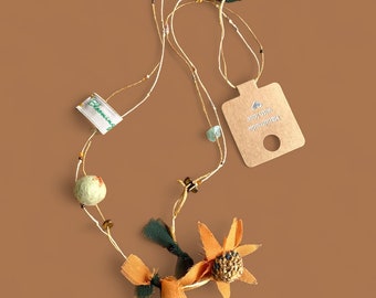 Sieraden Kristal Textiel Ketting, Kralenketting, Hanger Handgemaakt, Bloemenketting, Cadeau voor haar