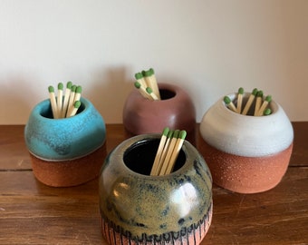 Ceramic match striker, match holder, handmade ceramics