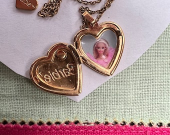 Barbie gold toned heart locket necklace