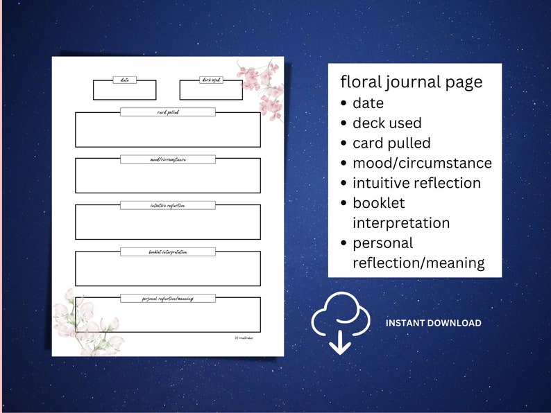 Printable Digital Journal Page Printable Oracle Card Book - Etsy