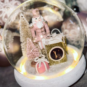 Vintage Style Pink Nutcracker Christmas Scene Ornament Designer Inspired Shopping Bags
