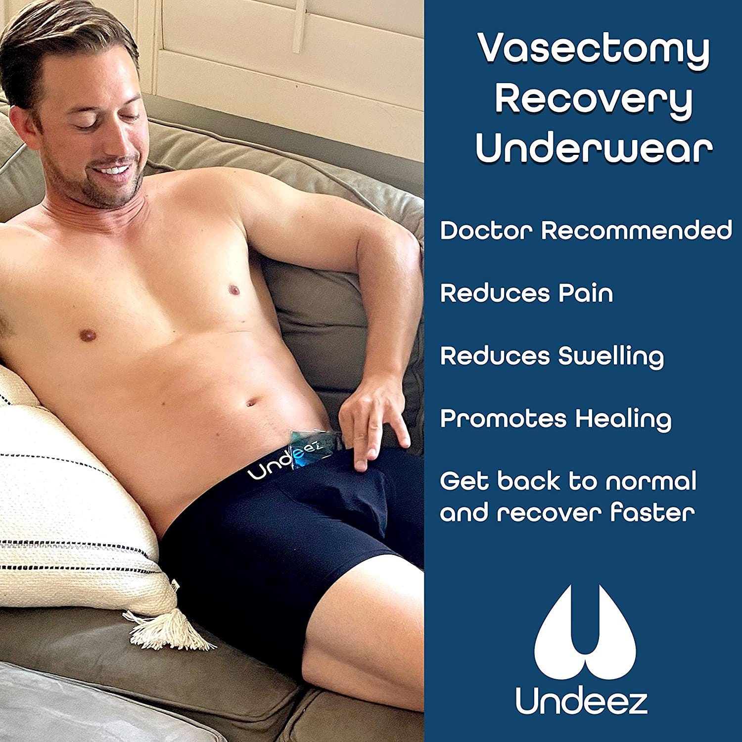 Undeez Vasectomy Underwear Comes With 2-custom Fit Ice Packs and