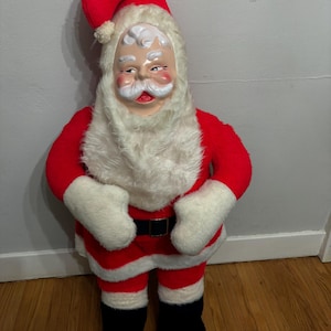 Huge Vintage Santa, Vintage Christmas, Rushton Style Santa, MCM Christmas Decor, Santa Plush, Rubber Face Santa, Vintage Santa Collectible