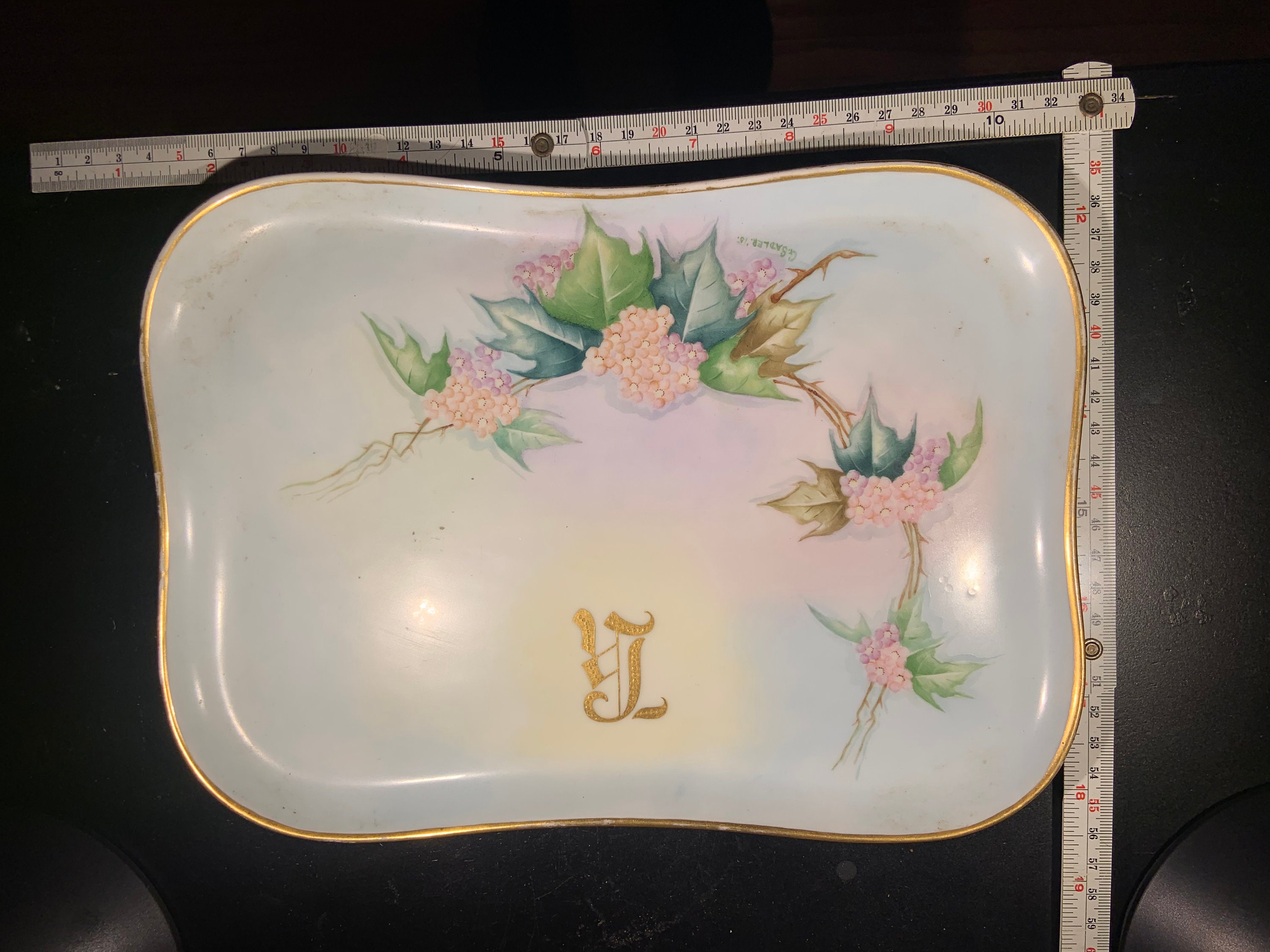 Antique Vanity Tray Set With K Monogram Etsy