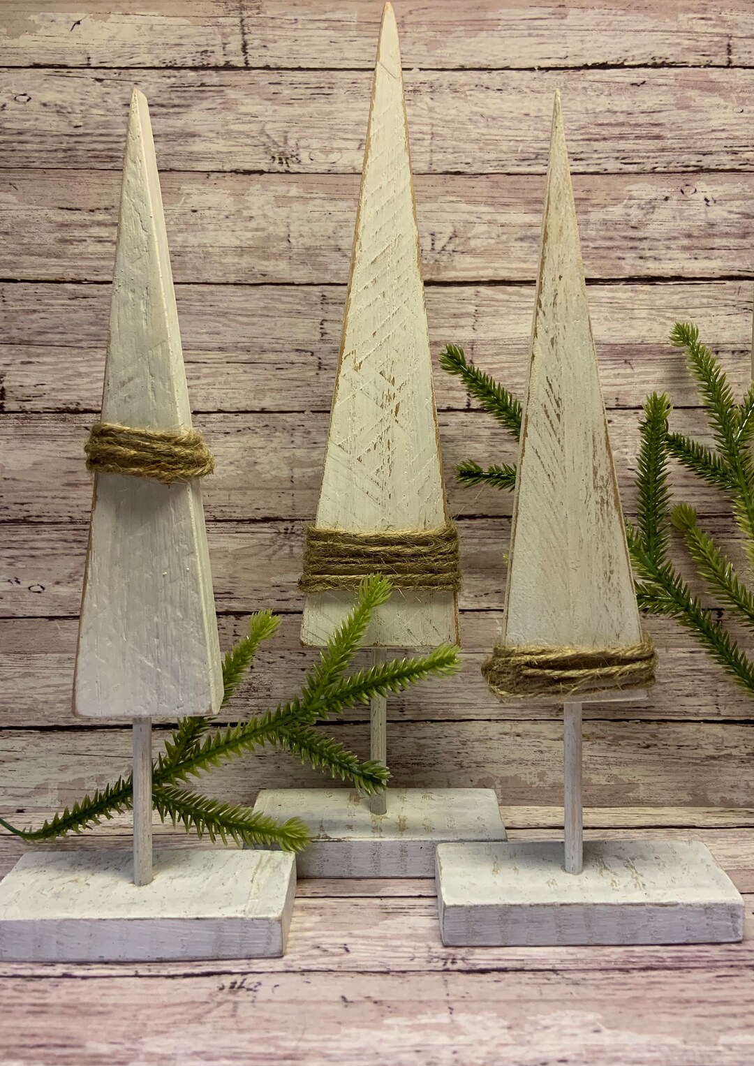 White Wooden Christmas Tree Set Etsy