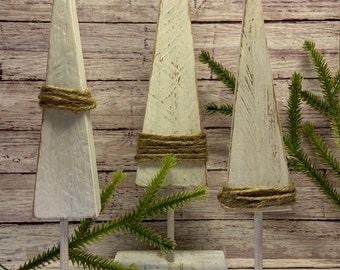 White Wooden Christmas Tree Set