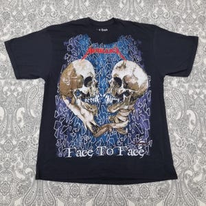 Metallica Vintage Band T-Shirt Face To Face Size XL Embroidered Graphic Print