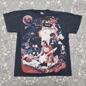 Vintage Green Day Insomniac T Shirt Large 90s Rock Band Tee Graphic Print