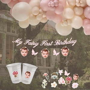 Decorazione per la festa del primo compleanno delle fate / Striscione di compleanno delle fate / Decorazione per la festa del compleanno di un anno / Decorazione per la festa del giardino magico Fungo