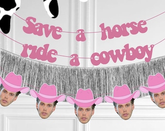 Cowgirl bachelorette banner | Groom face banner | Ride a cowboy banner | Same cowboy forever | Last Ride decor | Austin Butler bachelorette