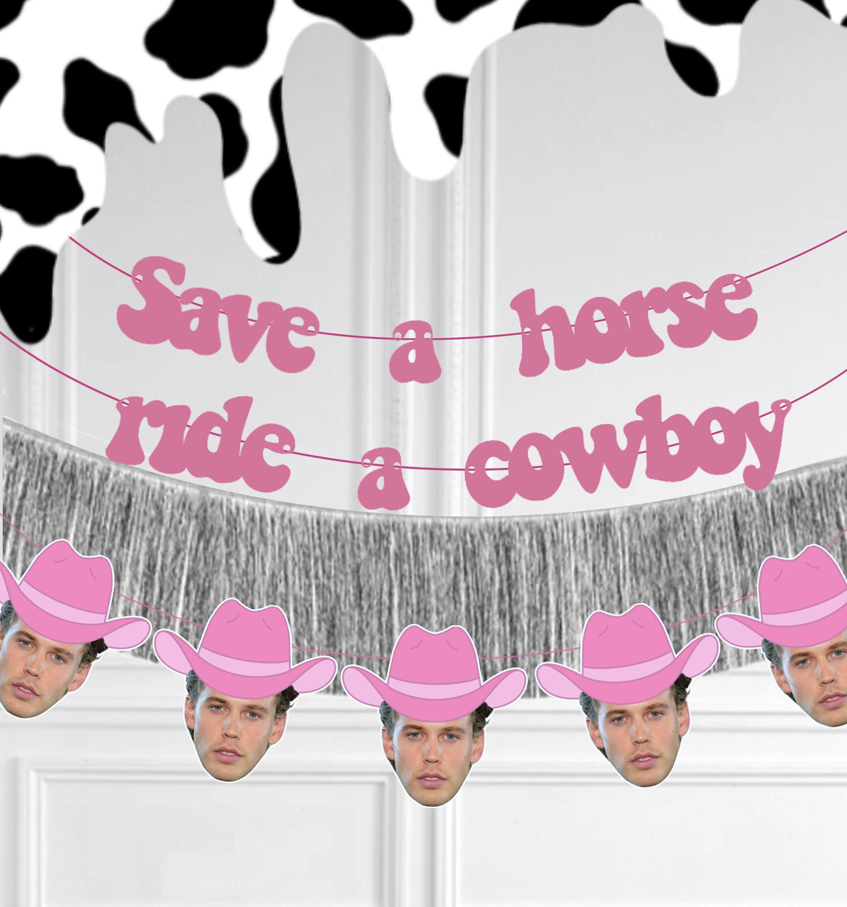 Cowgirl bachelorette banner | Groom face banner | Ride a cowboy banner | Same cowboy forever | Last Ride decor | Austin Butler bachelorette