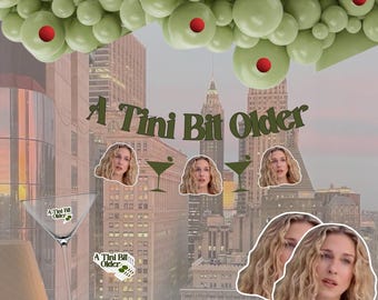 Een ouder Tini Bit-verjaardagsdecoratie | Martinifeestdecoratie | Martinibanner | Verjaardagsdecoratie New York | Klein beetje ouder