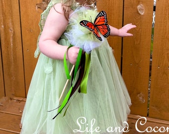 Monarch Butterfly Fairy Wand, Magic Wand, Princess Wand, Fairy party Décor, Fairy First Birthday Party Decor, Princess Tea Party