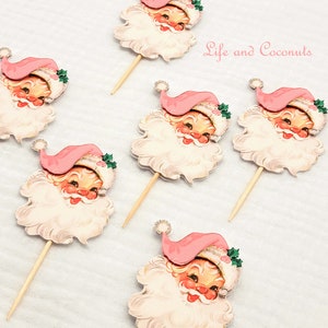 Christmas Cupcake Toppers, Santa Cupcake Toppers, Vintage Santa Clause ...