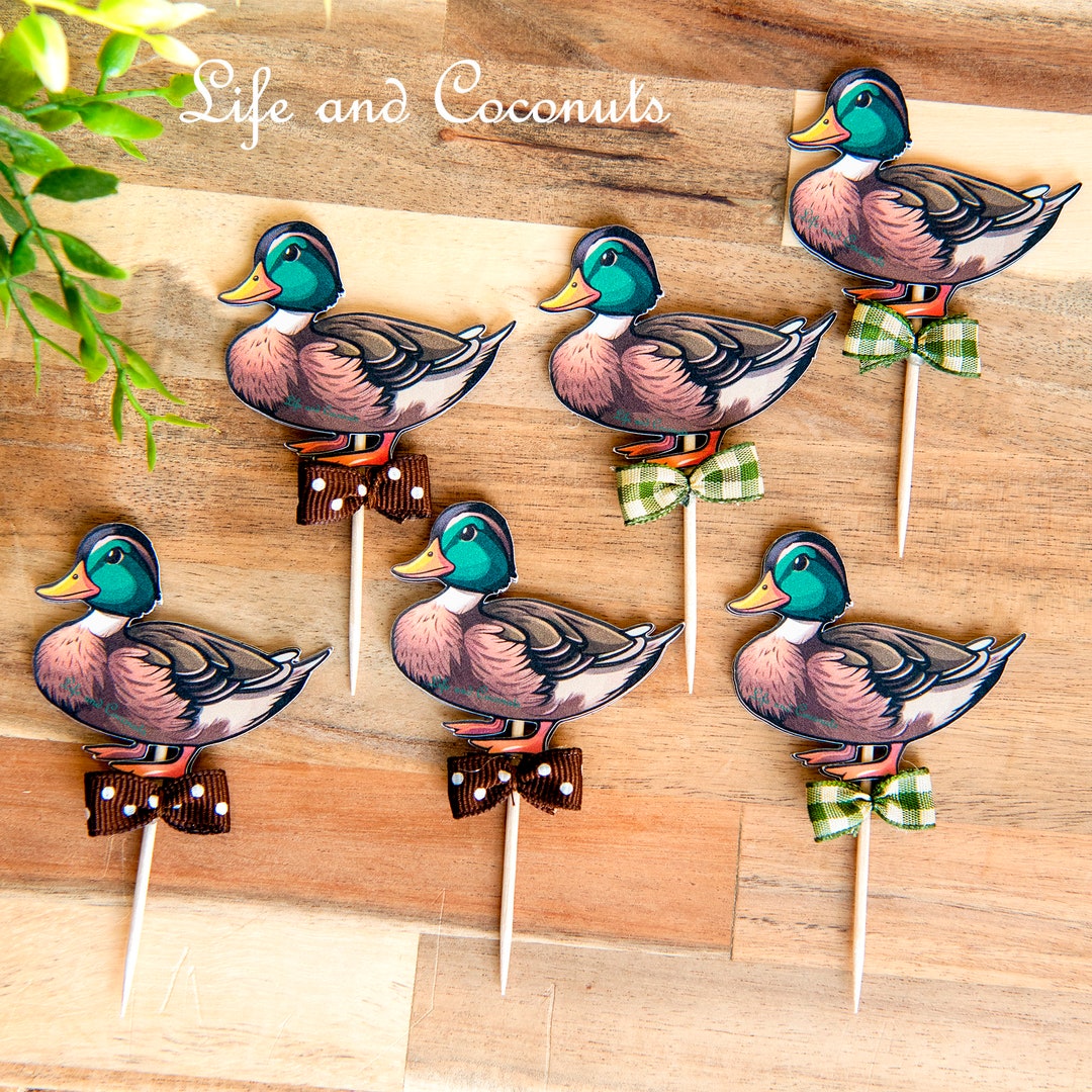 Mallard Duck Cupcake Toppers, One Lucky Duck Party, First Birthday