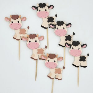 Standing Cow Cupcake Toppers, Farm Themed Birthday Party, First Birthday Party, Cute Cow Cupcakes, First Rodeo Birthday, Cow Birthday