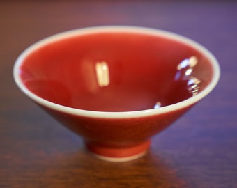 Vintage Red Glazed Ceramic Tea Cup