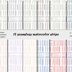 12 seamless high resolution digital papers seamless watercolor stripe pattern design- abstract watercolor stripes - pastell colors
