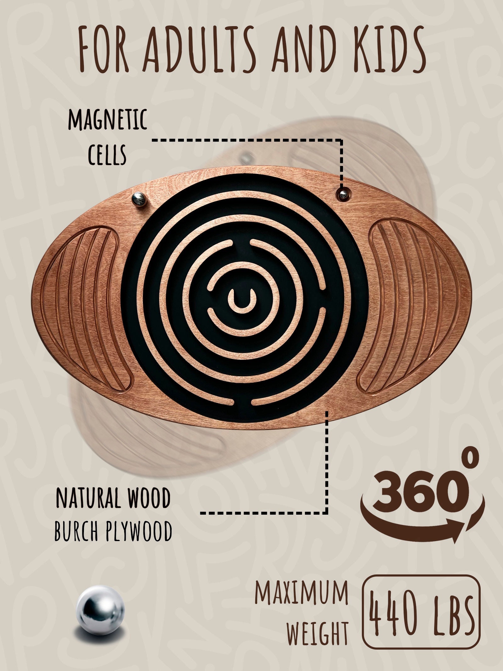 Planche D'Équilibre En Bois BJNCDIO Avec Labyrinthe à Billes - Pour Enfants Et Adultes | Yoga Et Jeu Familial