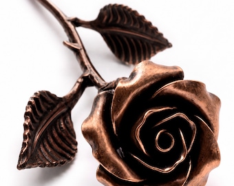 Personalized  Copper Stained Rose  - 7th Anniversary Gift for Wife, Romantic Everlasting Love Gift, Copper Anniversary