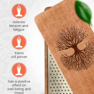Sadhu Board for Beginners, Wooden Yoga Board for Acupressure and Meditation, Massage Acupuncture, Nail pitch 0.31 in (8 mm) image 3
