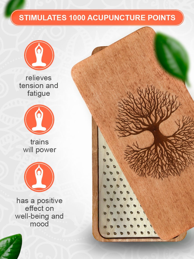 Sadhu Board for Beginners, Wooden Yoga Board for Acupressure and Meditation, Massage Acupuncture, Nail pitch 0.31 in (8 mm) image 3