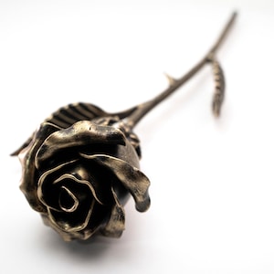 Handcrafted Bronze Metal Rose Eternal 8th Anniversary Gift Flower image 2