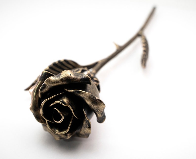 Handcrafted Bronze Metal Rose Eternal 8th Anniversary Gift Flower image 2
