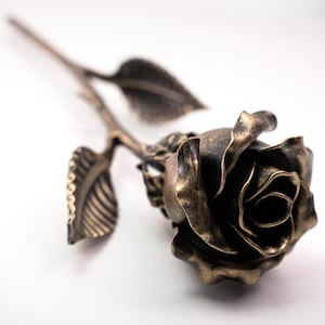 Handcrafted Bronze Stained Metal Rose  - Eternal 8th Anniversary Gift Flower