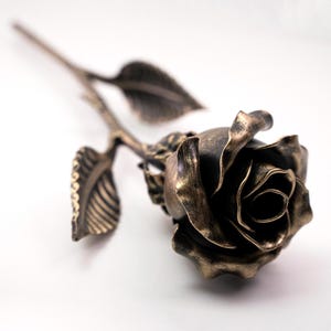 Handcrafted Bronze Stained Metal Rose  - Eternal 8th Anniversary Gift Flower