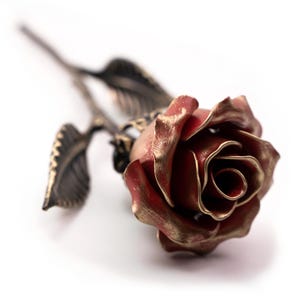 Hand Forged Iron Rose - Romantic Metal Gift of Everlasting Love - 6th Anniversary Gift for Her