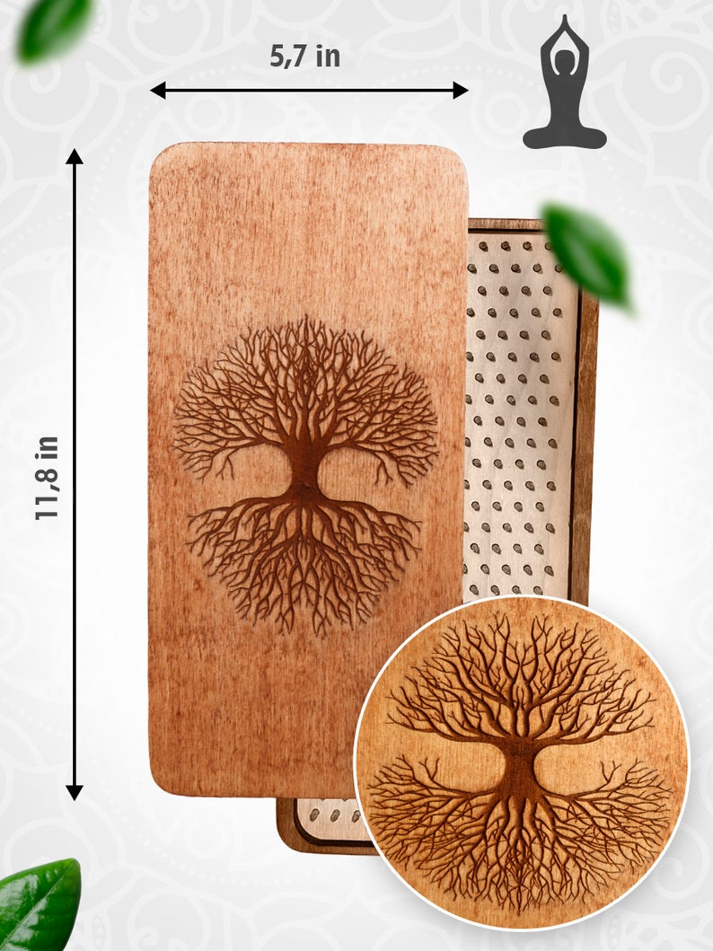 Sadhu Board for Beginners, Wooden Yoga Board for Acupressure and Meditation, Massage Acupuncture, Nail pitch 0.31 in (8 mm) image 4