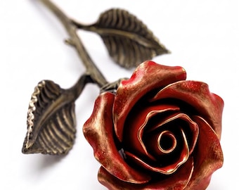 Hand Forged Iron Rose – 6th Anniversary Metal Flower, Everlasting Love Gift