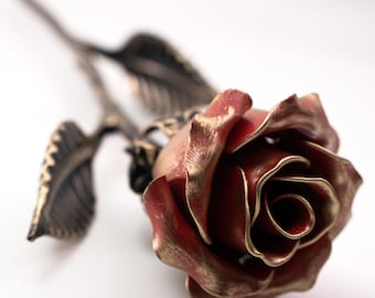 Hand Forged Iron Rose - Romantic Metal Gift of Everlasting Love - 6th Anniversary Gift for Her
