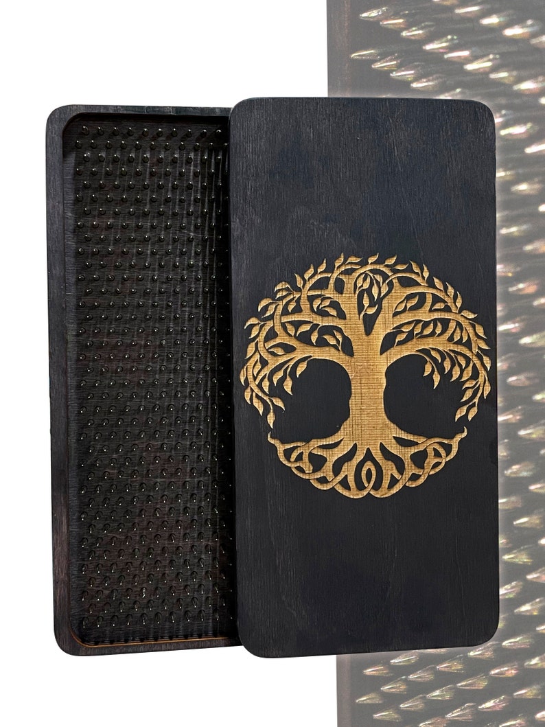 Sadhu Board for Beginners, Wooden Yoga Board for Acupressure and Meditation, Massage Acupuncture, Nail pitch 0.31 in (8 mm) Ebony