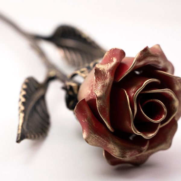 Hand Forged Iron Rose - Romantic Metal Gift of Everlasting Love - 6th Anniversary Gift for Her