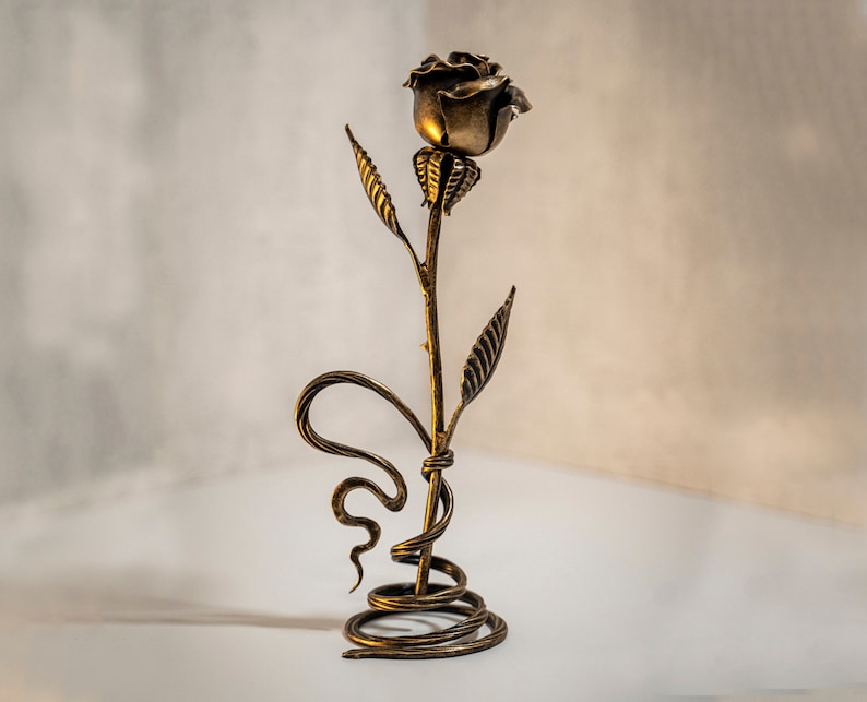 Handcrafted Bronze Metal Rose Eternal 8th Anniversary Gift Flower image 7