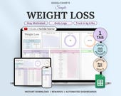 Weight Loss Tracker Spreadsheet for Google Sheets, Weight Journal, Weight Loss Planner, Daily Weekly Weigh-in Chart, Body Measurement Log