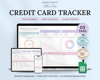 Credit Card Payoff Debt Tracker Google Sheets Debt Snowball Spreadsheet Debt Avalanche Calculator Credit Card Tracker Log Credit Score